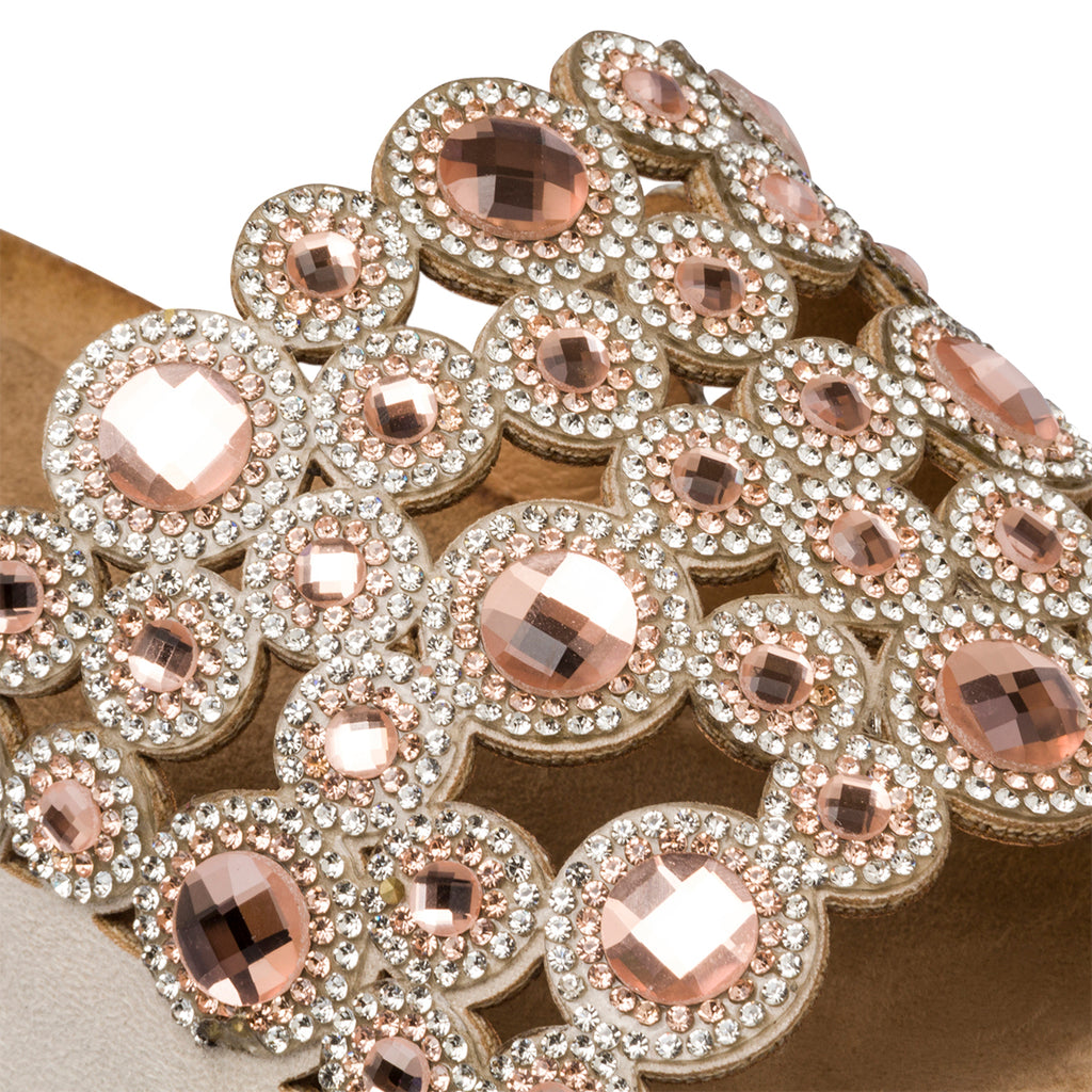 Ciabatte beige da donna con strass e perline Lora Ferres On The Beach