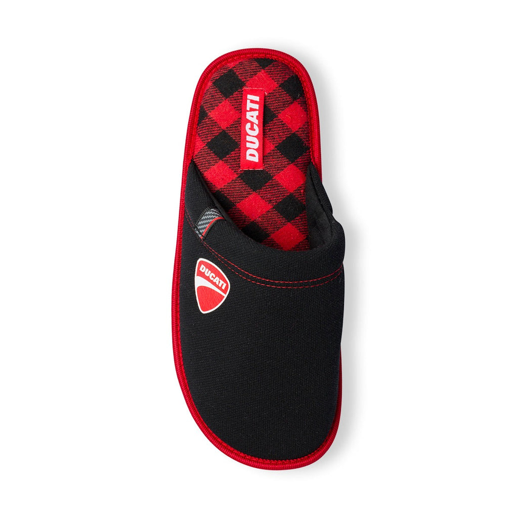Pantofole da uomo nere con logo a contrasto Ducati