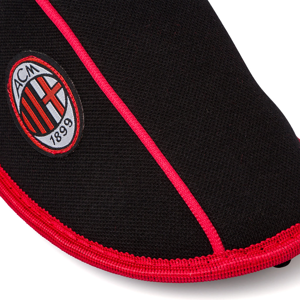 Pantofole nere e rosse da uomo con logo Milan