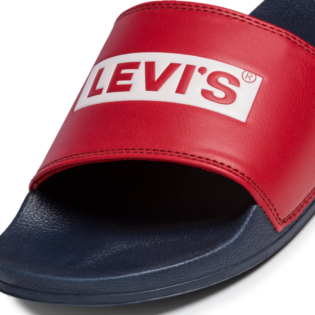 Ciabatte rosse e blu con logo a contrasto Levi's