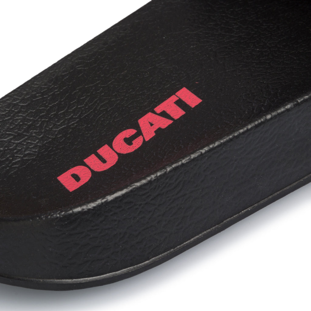 Ciabatte nere con logo rosso sulla fascia Ducati