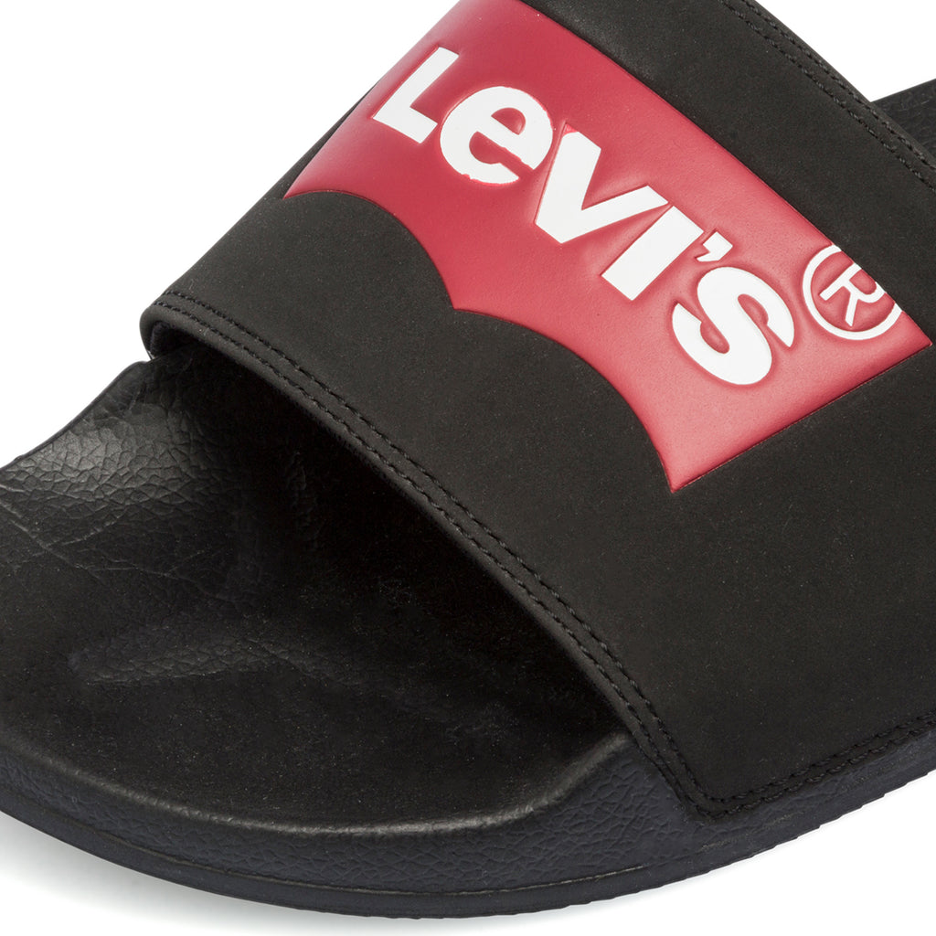 Ciabatte da uomo nere con maxi logo Levi's