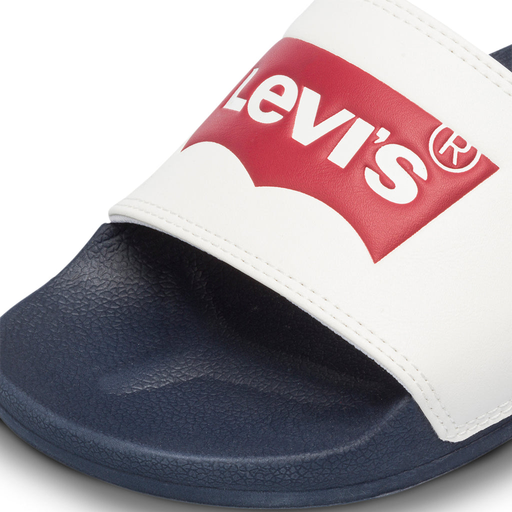 Ciabatte da uomo bianche e blu con maxi logo Levi's