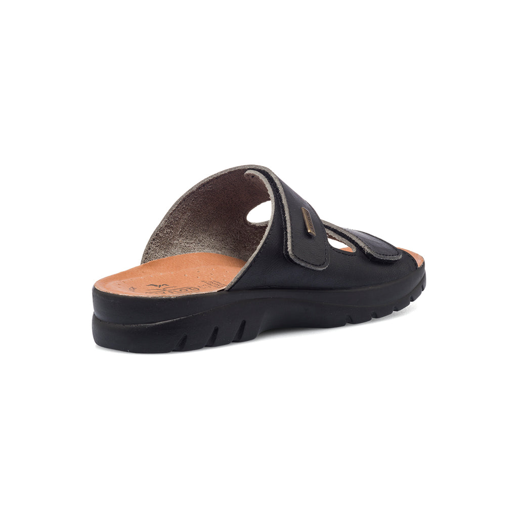 Ciabatte da uomo nere in similpelle con sottopiede anatomico in pelle Fly Flot