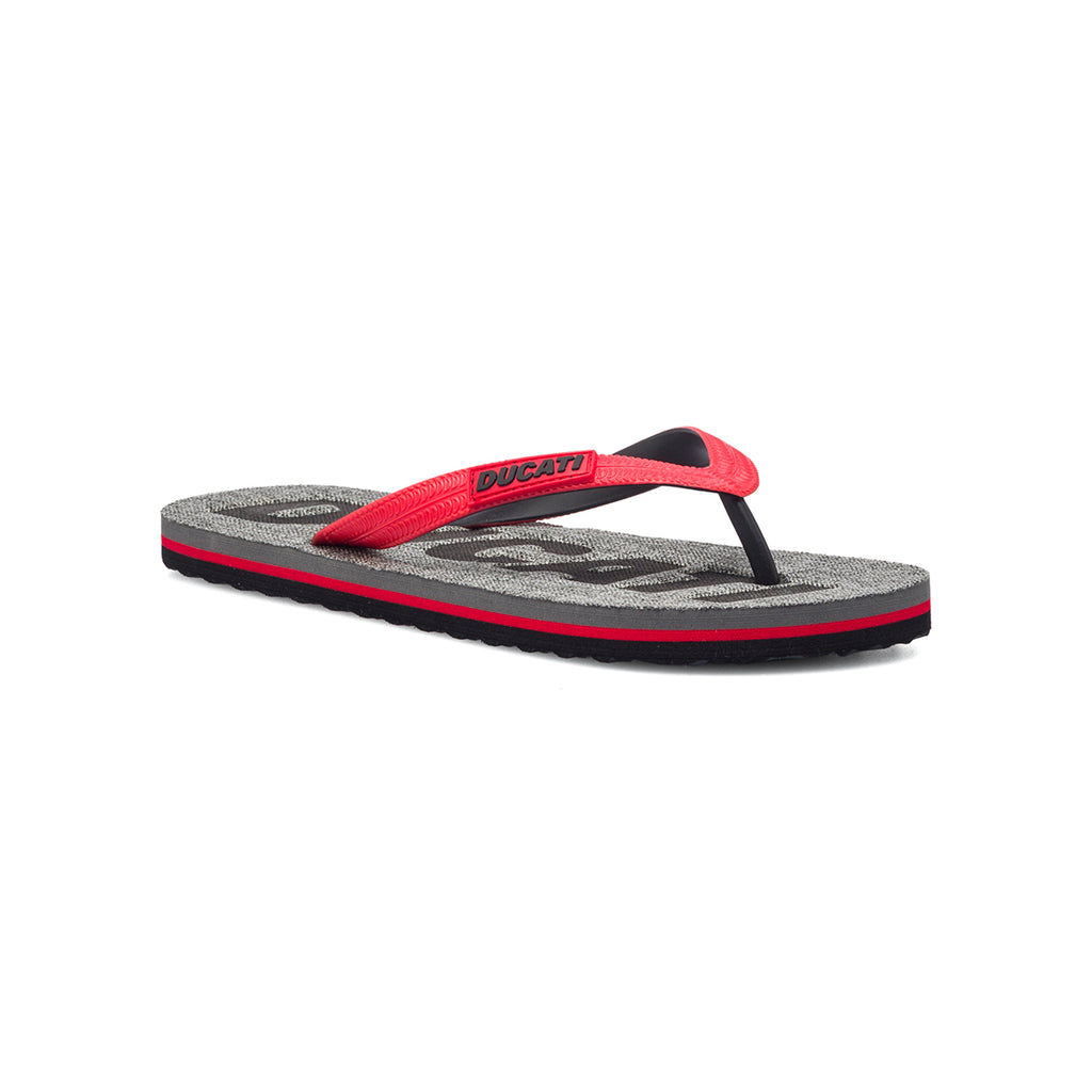 Ciabatte infradito da uomo grigie e rosse con logo a contrasto Ducati