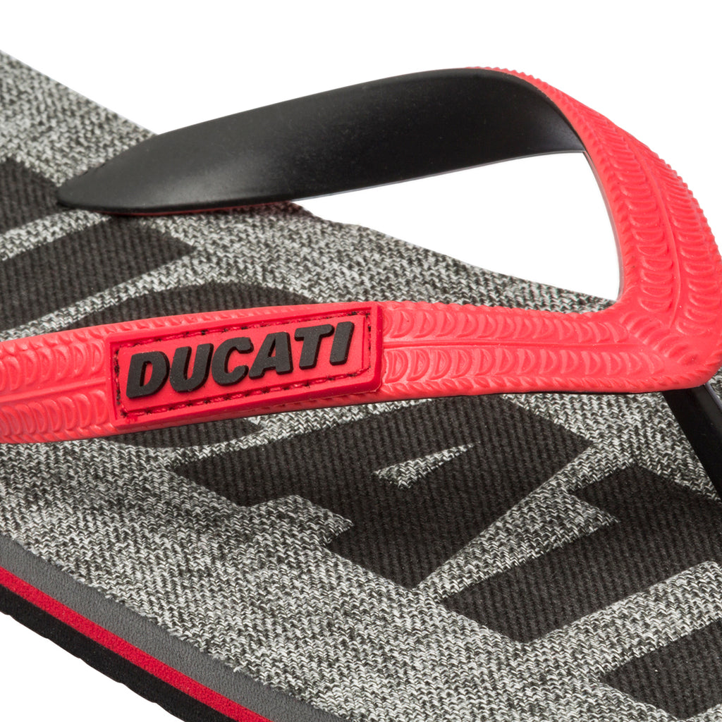 Ciabatte infradito da uomo grigie e rosse con logo a contrasto Ducati
