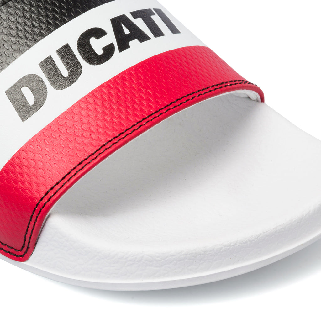 Ciabatte da uomo bianche con fascia tricolore Ducati