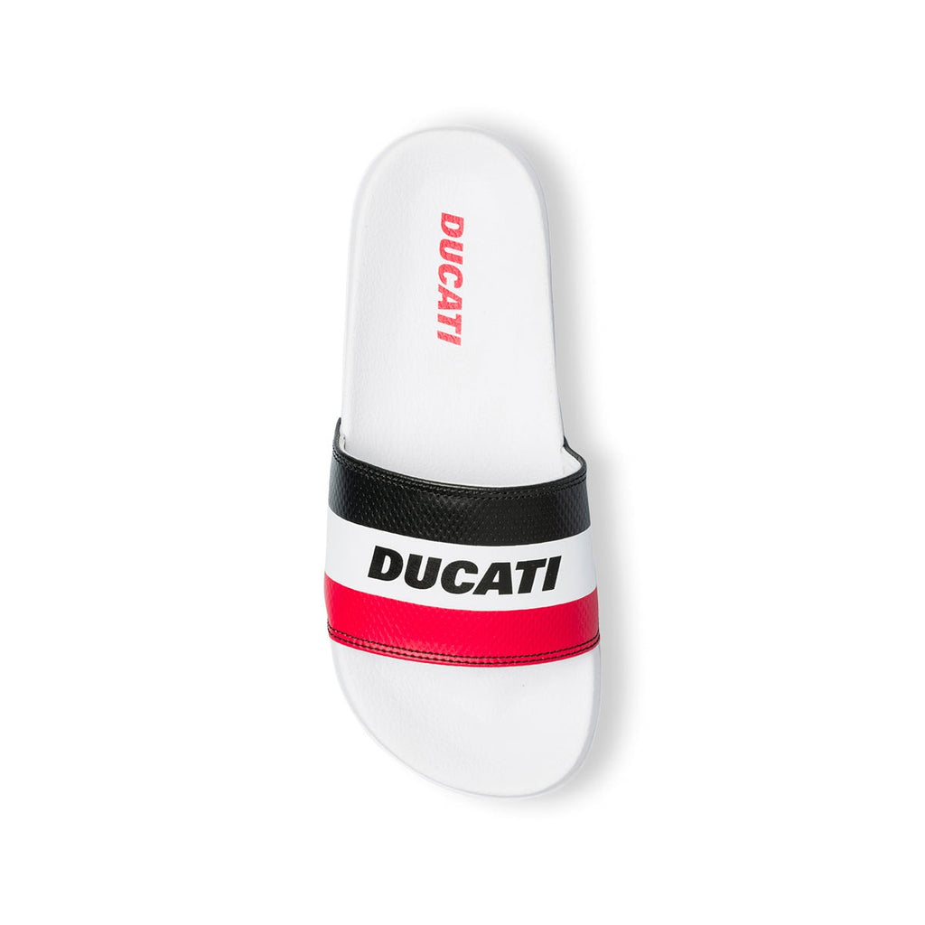 Ciabatte da uomo bianche con fascia tricolore Ducati