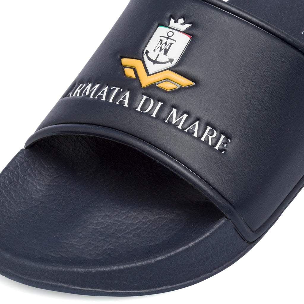 Ciabatte da uomo blu navy con logo sulla fascia Armata di Mare