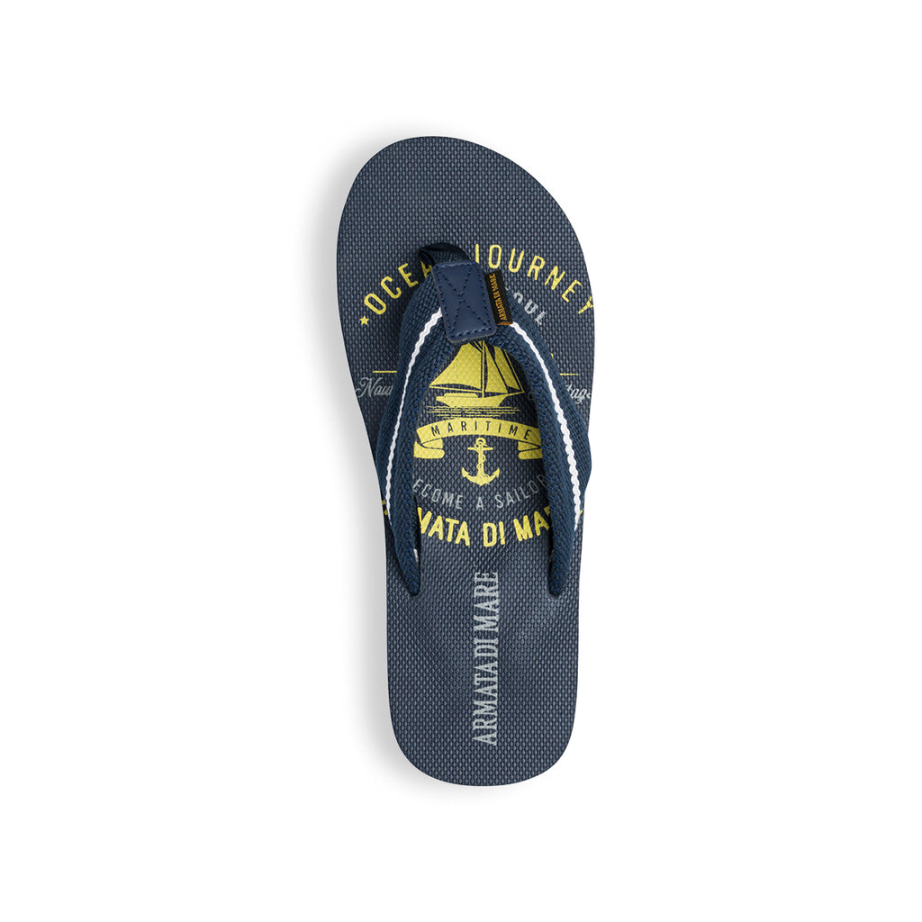 Ciabatte infradito da uomo blu con stampa logo sulla suola Armata di Mare
