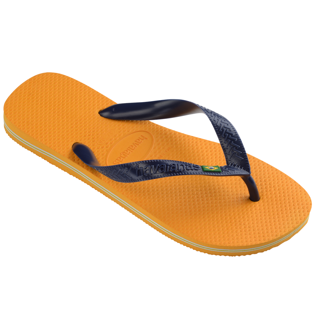 Ciabatte infradito da uomo arancioni con cinturini blu Havaianas Brasil