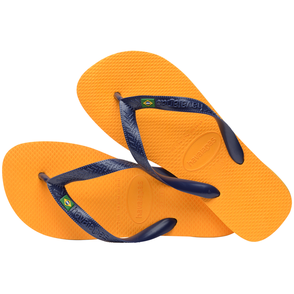 Ciabatte infradito da uomo arancioni con cinturini blu Havaianas Brasil