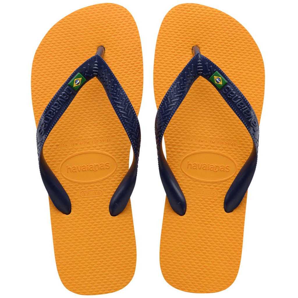 Ciabatte infradito da uomo arancioni con cinturini blu Havaianas Brasil