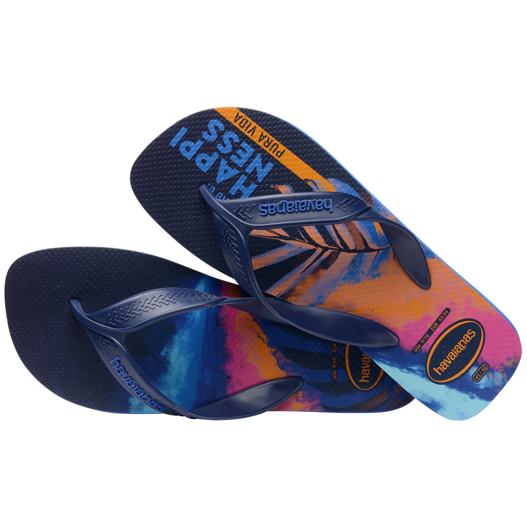 Ciabatte infradito da uomo blu con stampa sulla suola Havaianas Surf