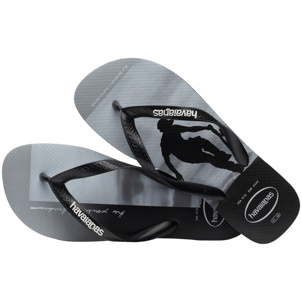 Ciabatte infradito da uomo grigie e nere con stampa sulla suola Havaianas Hype