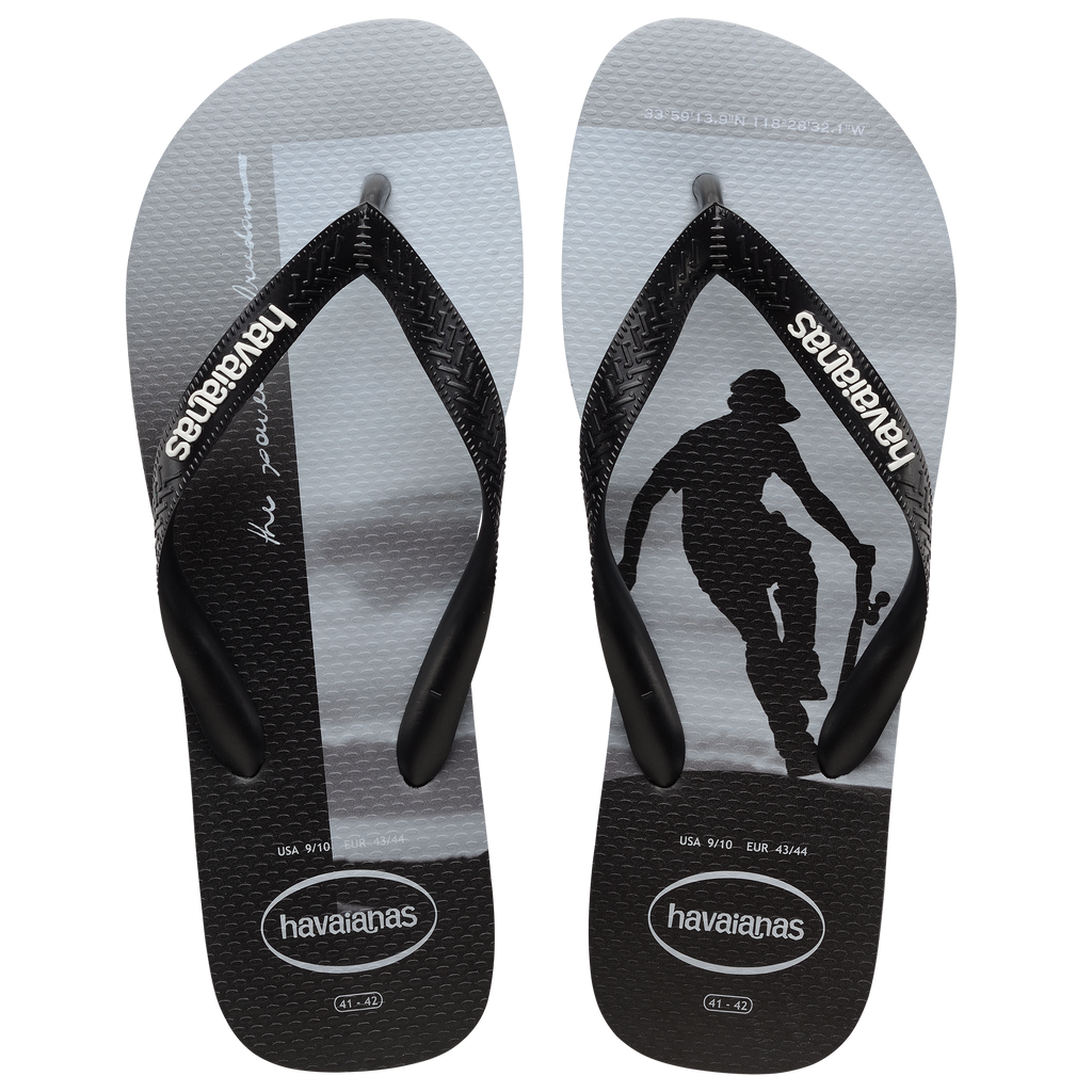 Ciabatte infradito da uomo grigie e nere con stampa sulla suola Havaianas Hype