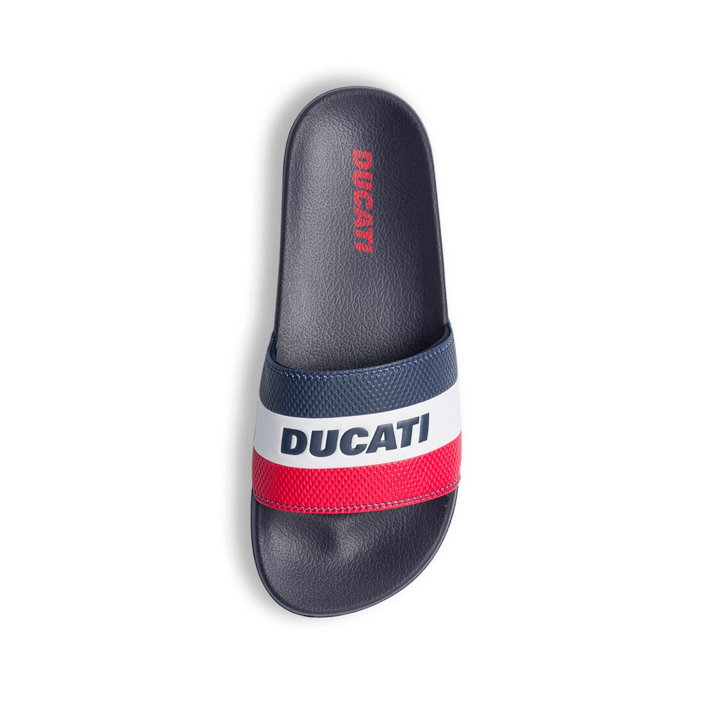 Ciabatte blu da uomo con fascia logata Ducati