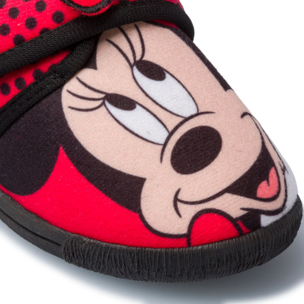 Pantofole da bambina rosse e nere con stampa Minnie