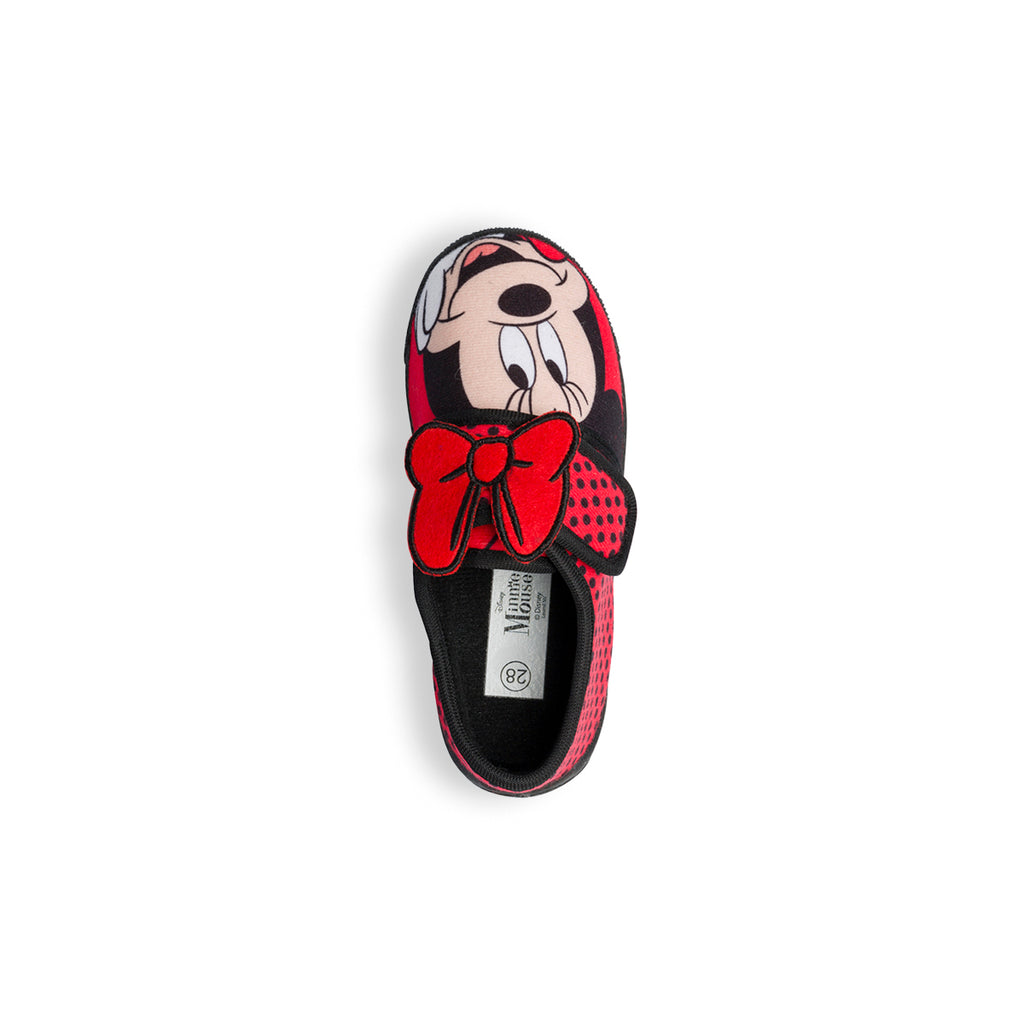 Pantofole da bambina rosse e nere con stampa Minnie