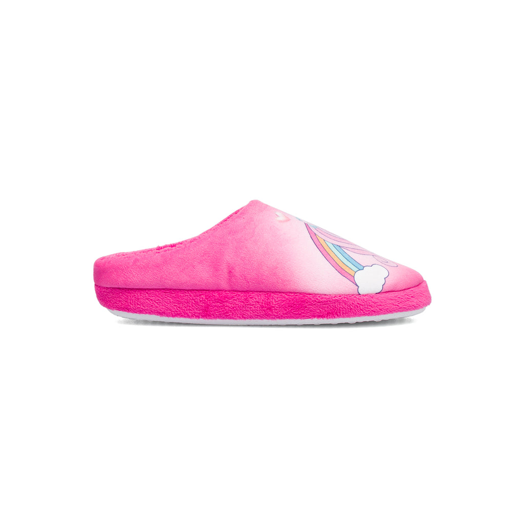 Pantofole da bambina fucsia con stampa unicorno Hot Sand