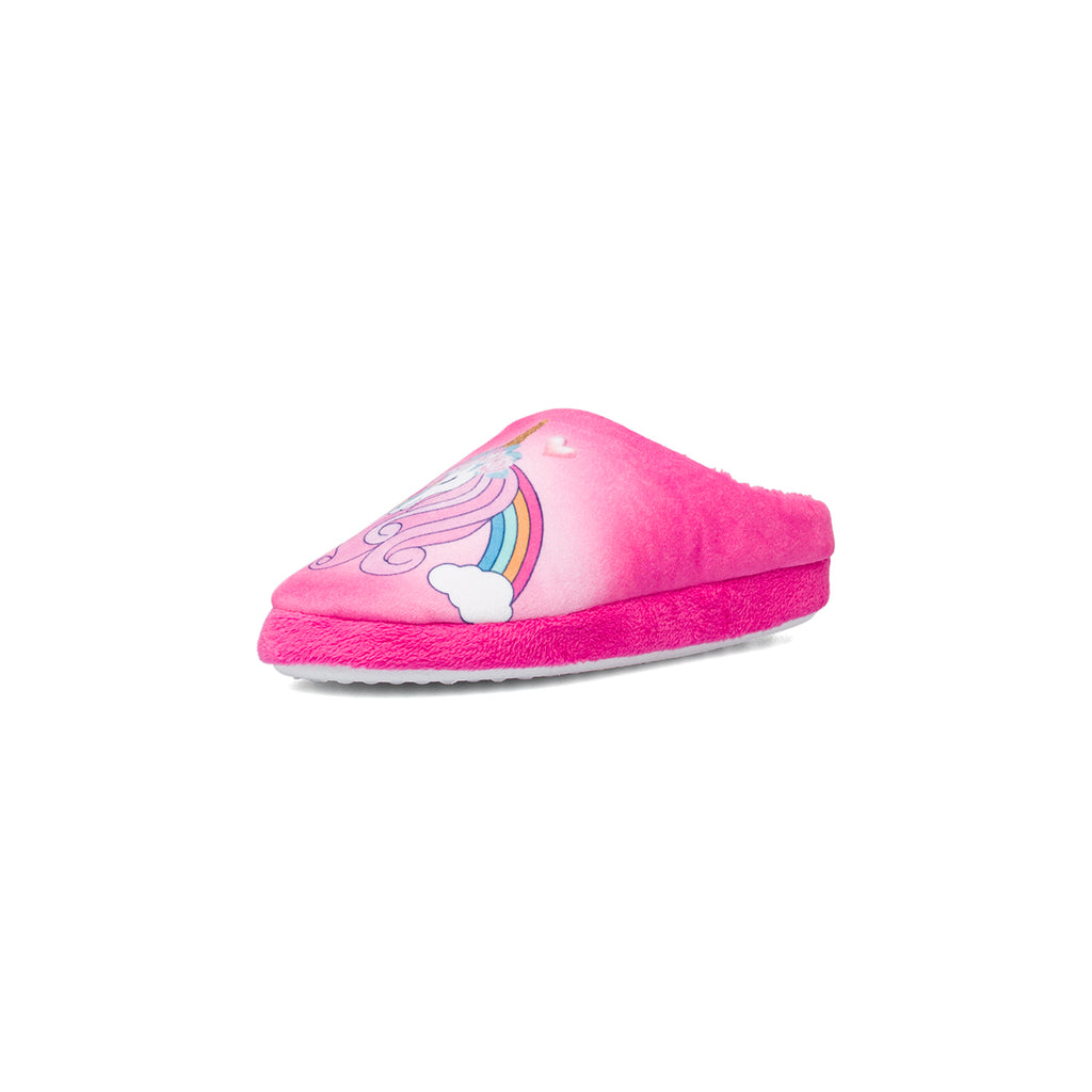 Pantofole da bambina fucsia con stampa unicorno Hot Sand