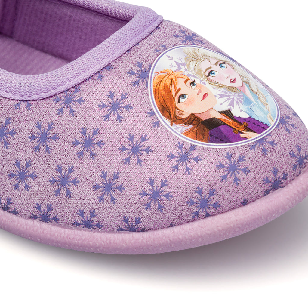 Pantofole da bambina lilla con patch Frozen