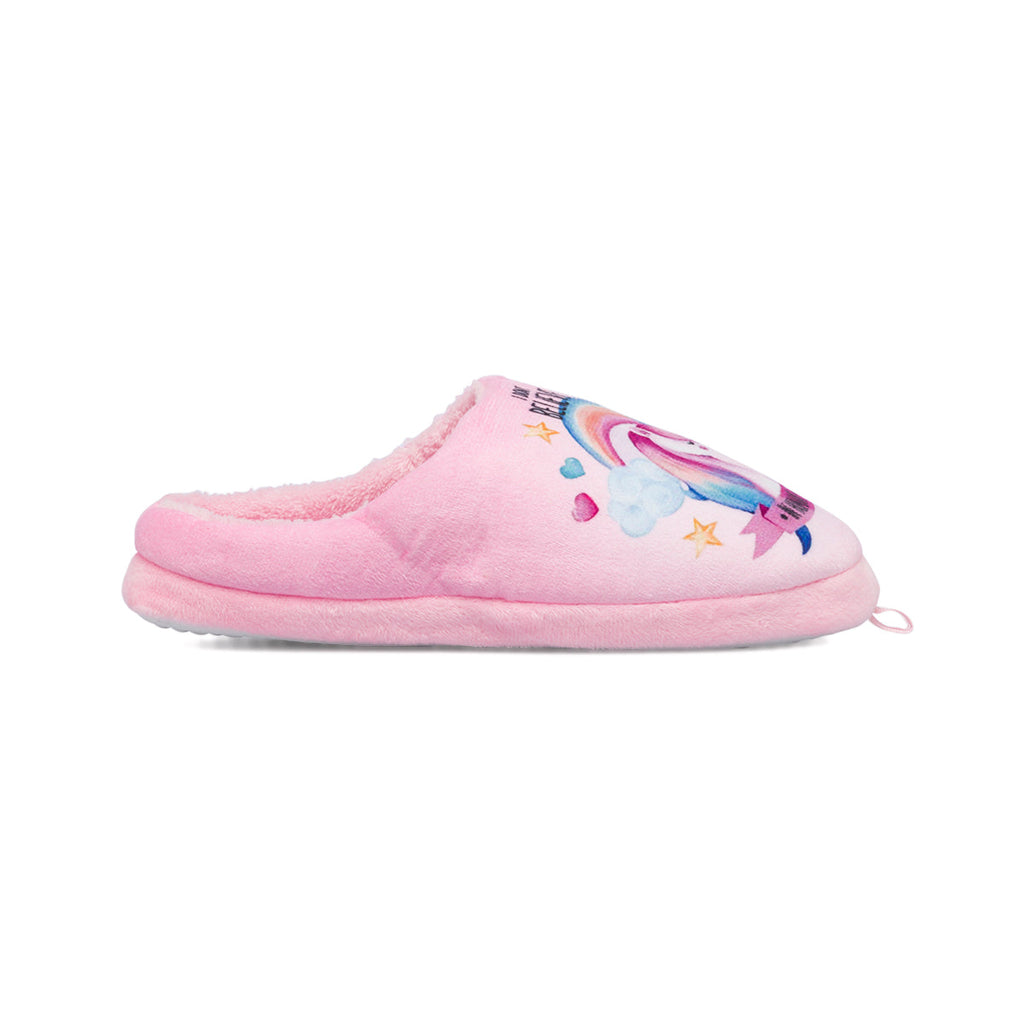 Pantofole da bambina rosa con stampa unicorno