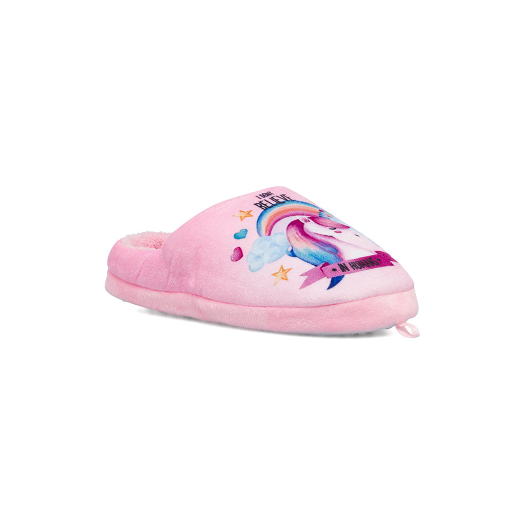 Pantofole da bambina rosa con stampa unicorno