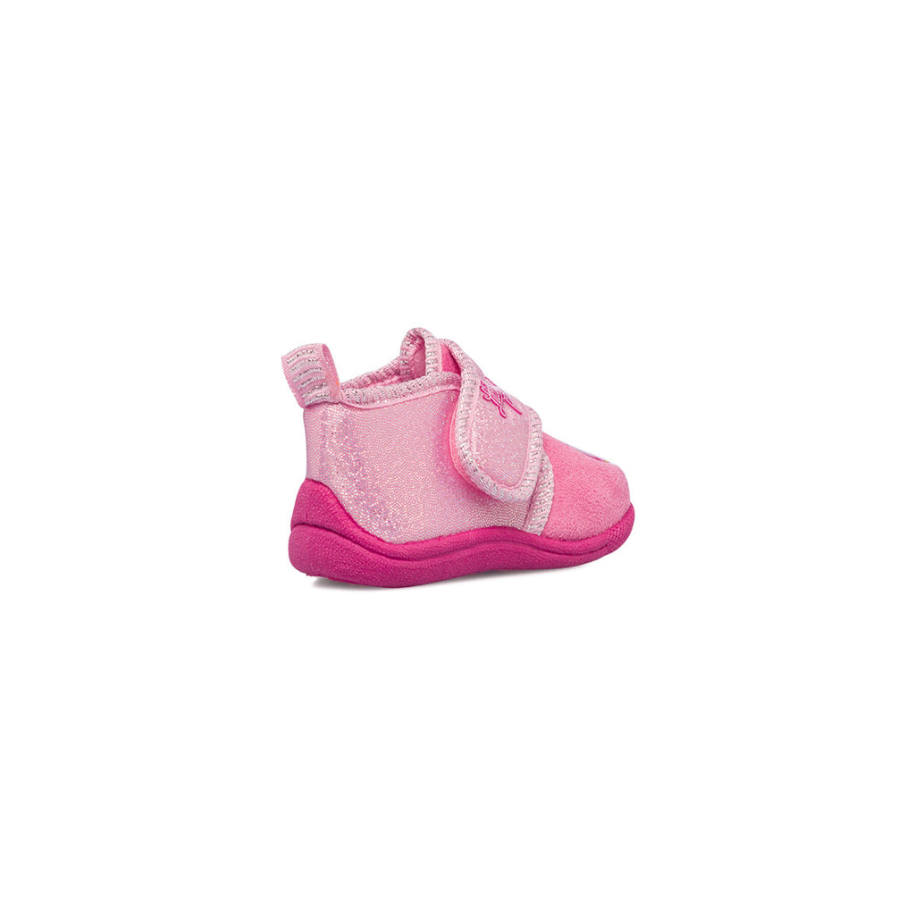Pantofole da bambina rosa con patch unicorno e glitter