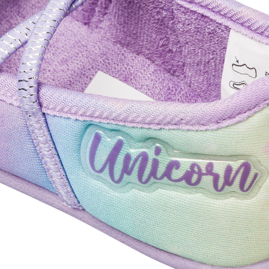 Pantofole lilla e rosa da bambina con stampa Unicorno