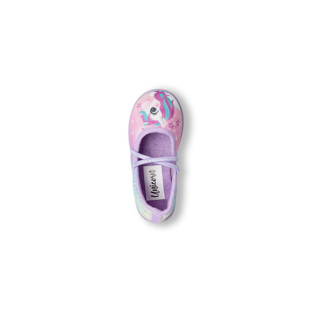 Pantofole lilla e rosa da bambina con stampa Unicorno