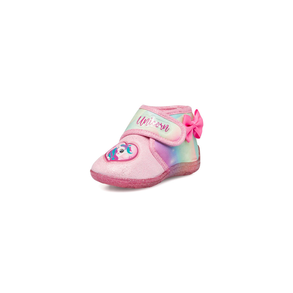 Pantofole rosa glitterate da bambina con stampa Unicorno