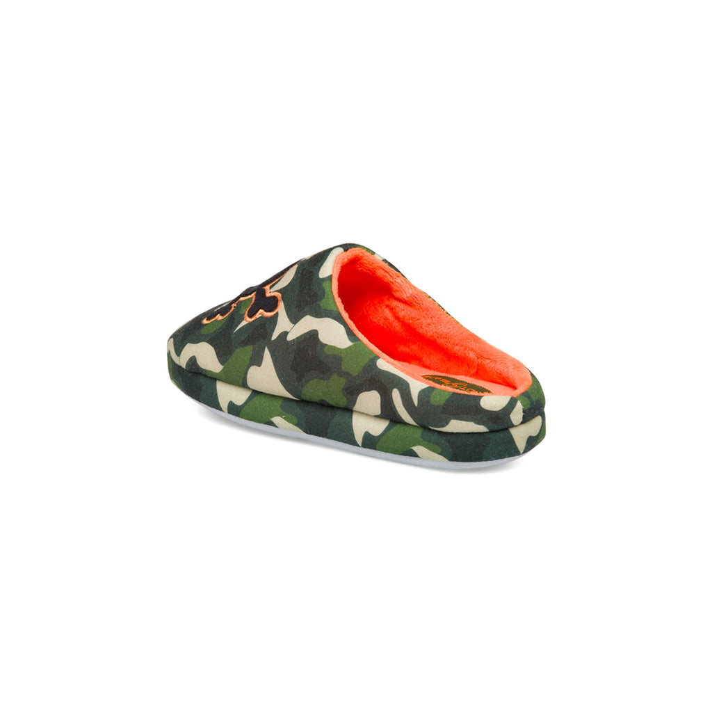 Pantofole verdi camouflage da bambino con teschio sul dorso Hot Sand