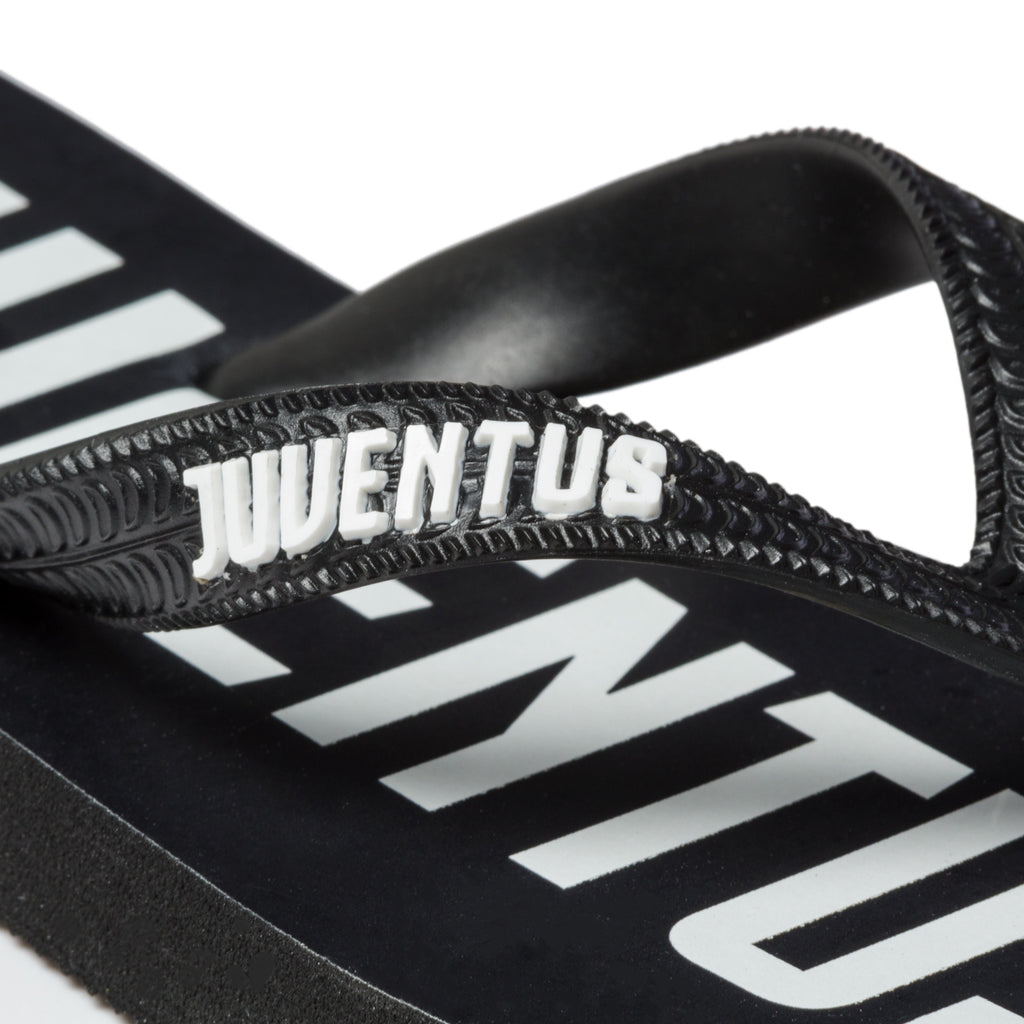 Ciabatte infradito nere in gomma con logo a contrasto Juventus