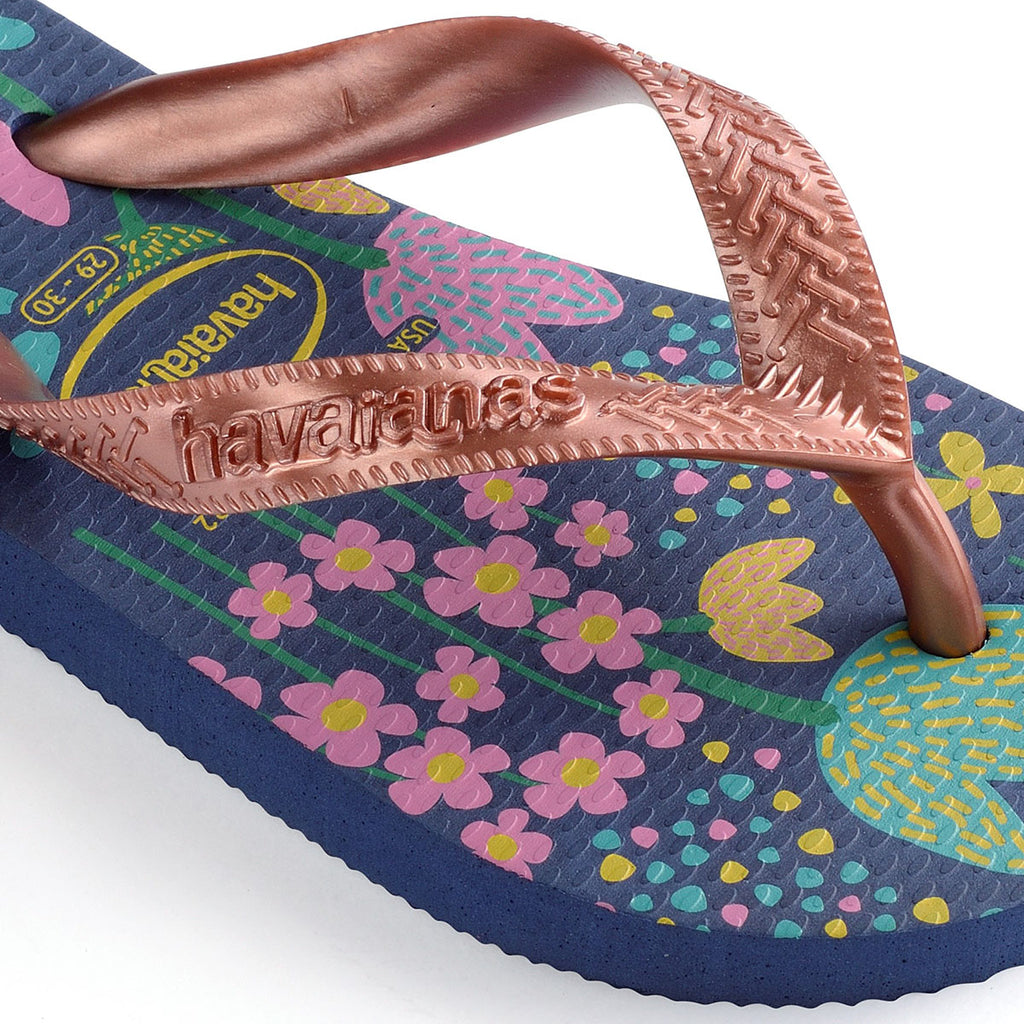 Ciabatte infradito blu con stampa fantasia Havaianas Flores