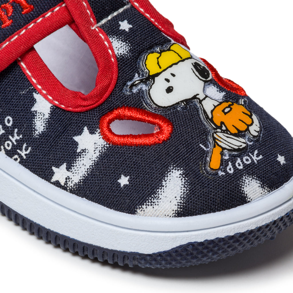 Sandali blu e rossi con stampa Snoopy