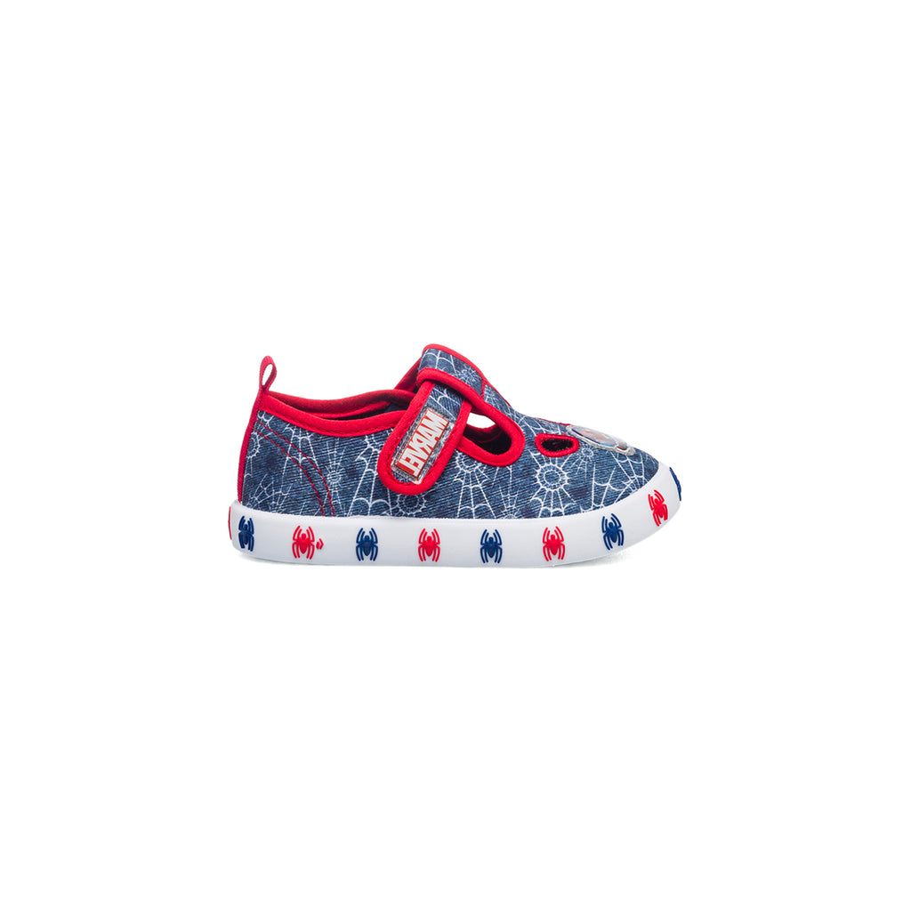 Pantofole da bambino blu con stampa Spiderman