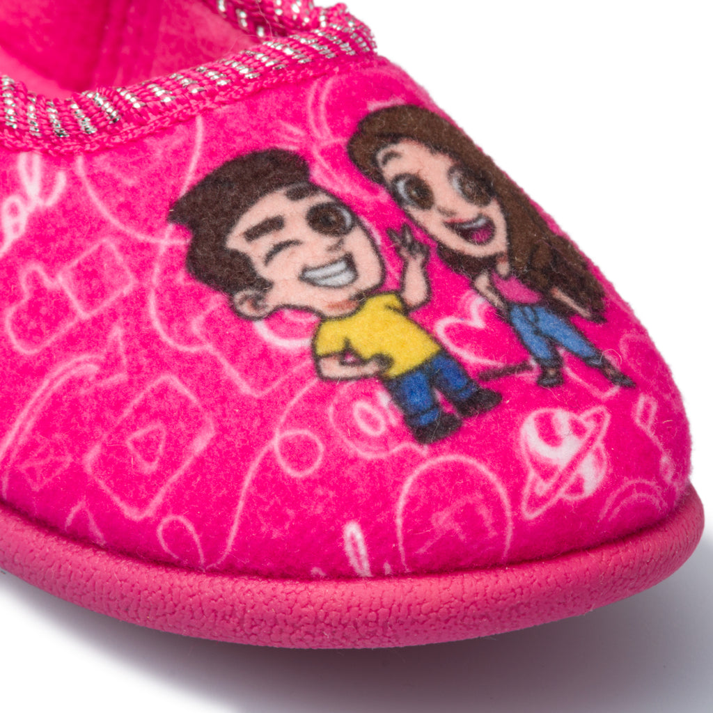 Pantofole da bambina fucsia con stampa Dinsieme