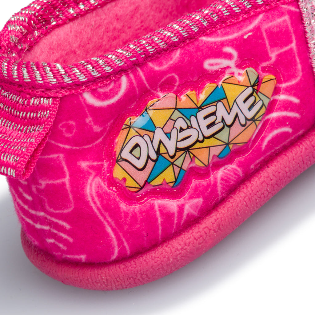 Pantofole da bambina fucsia con stampa Dinsieme