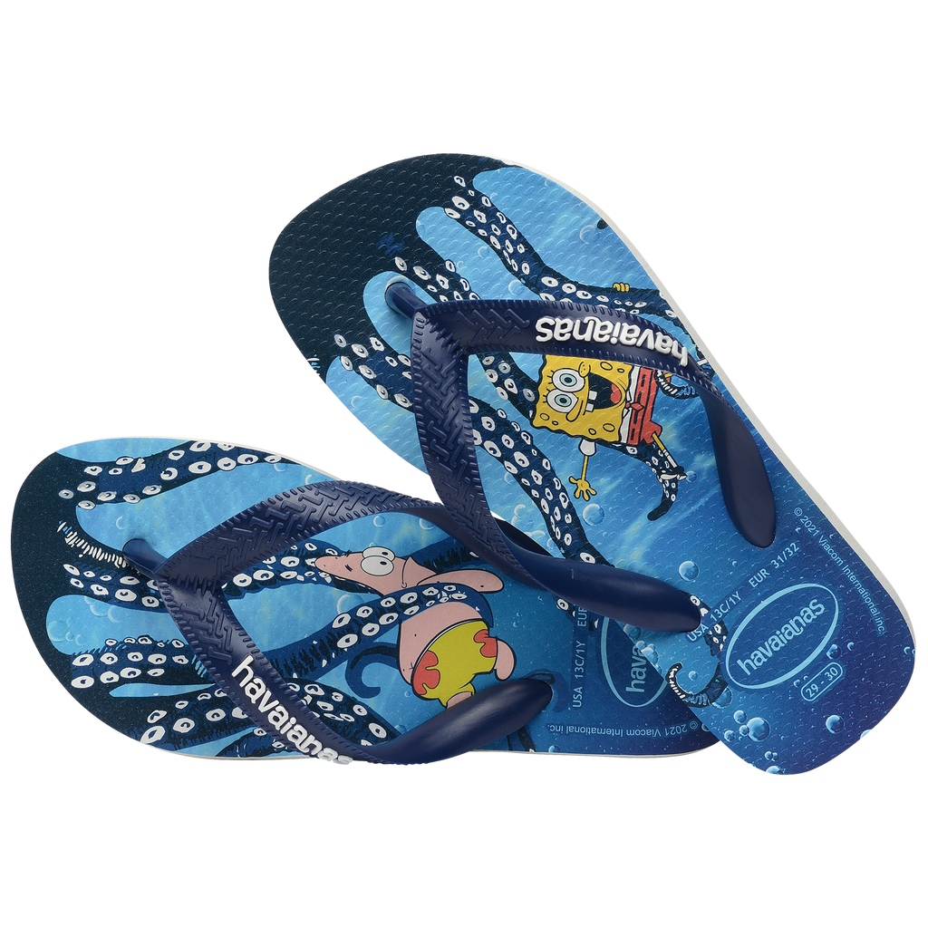 Ciabatte infradito da bambino blu con stampa sulla suola Havaianas Top Bob Spongebob