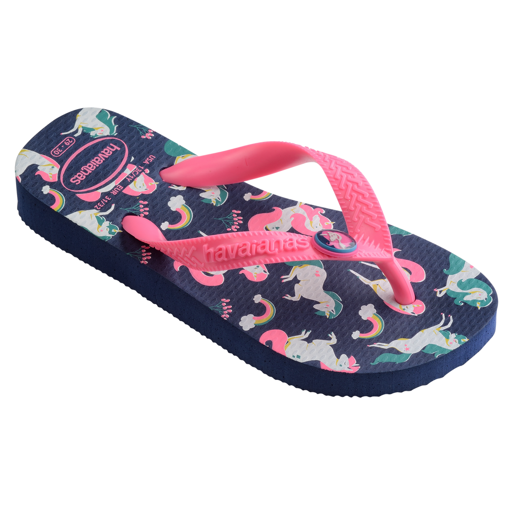 Ciabatte infradito da bambina blu e rosa con stampa sulla suola Havaianas Kids Fantasy