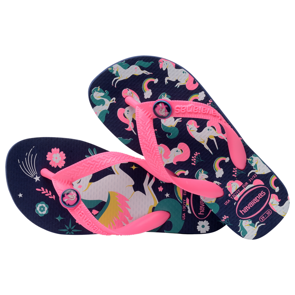 Ciabatte infradito da bambina blu e rosa con stampa sulla suola Havaianas Kids Fantasy