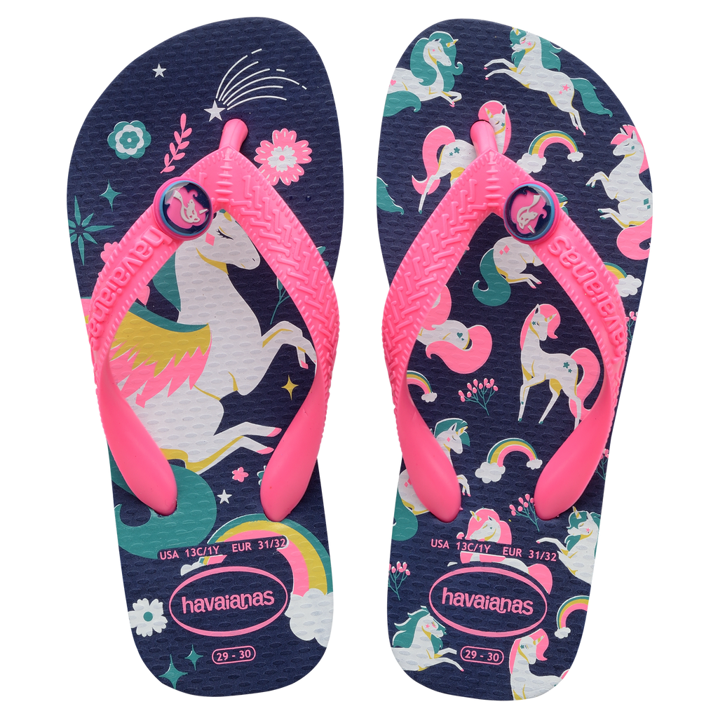 Ciabatte infradito da bambina blu e rosa con stampa sulla suola Havaianas Kids Fantasy