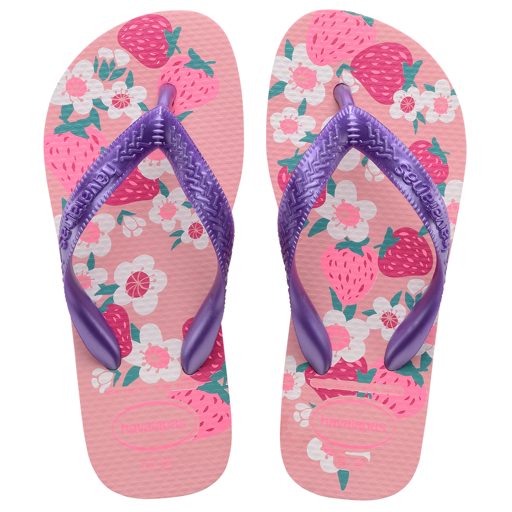 Ciabatte infradito da bambina rosa e viola con stampa sulla suola Havaianas Kids Flores