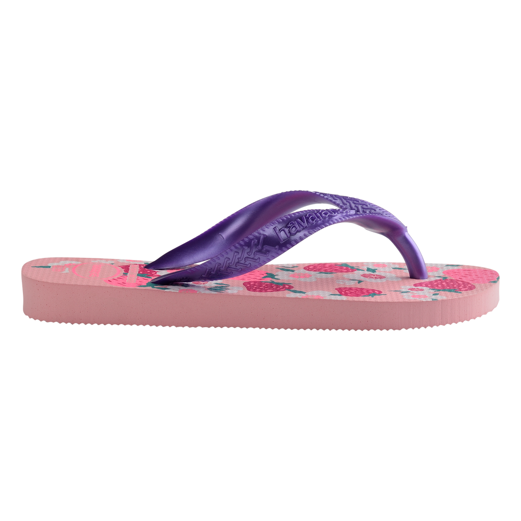 Ciabatte infradito da bambina rosa e viola con stampa sulla suola Havaianas Kids Flores