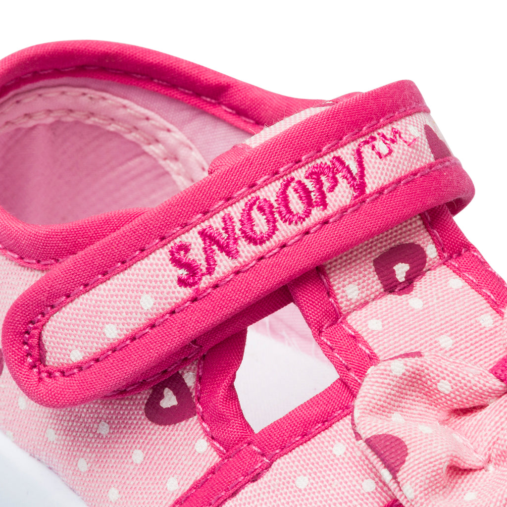 Pantafole rosa da bambina con fiocchetto Snoopy