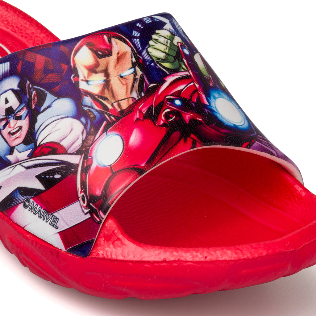 Ciabatte rosse da bambino con logo Avengers