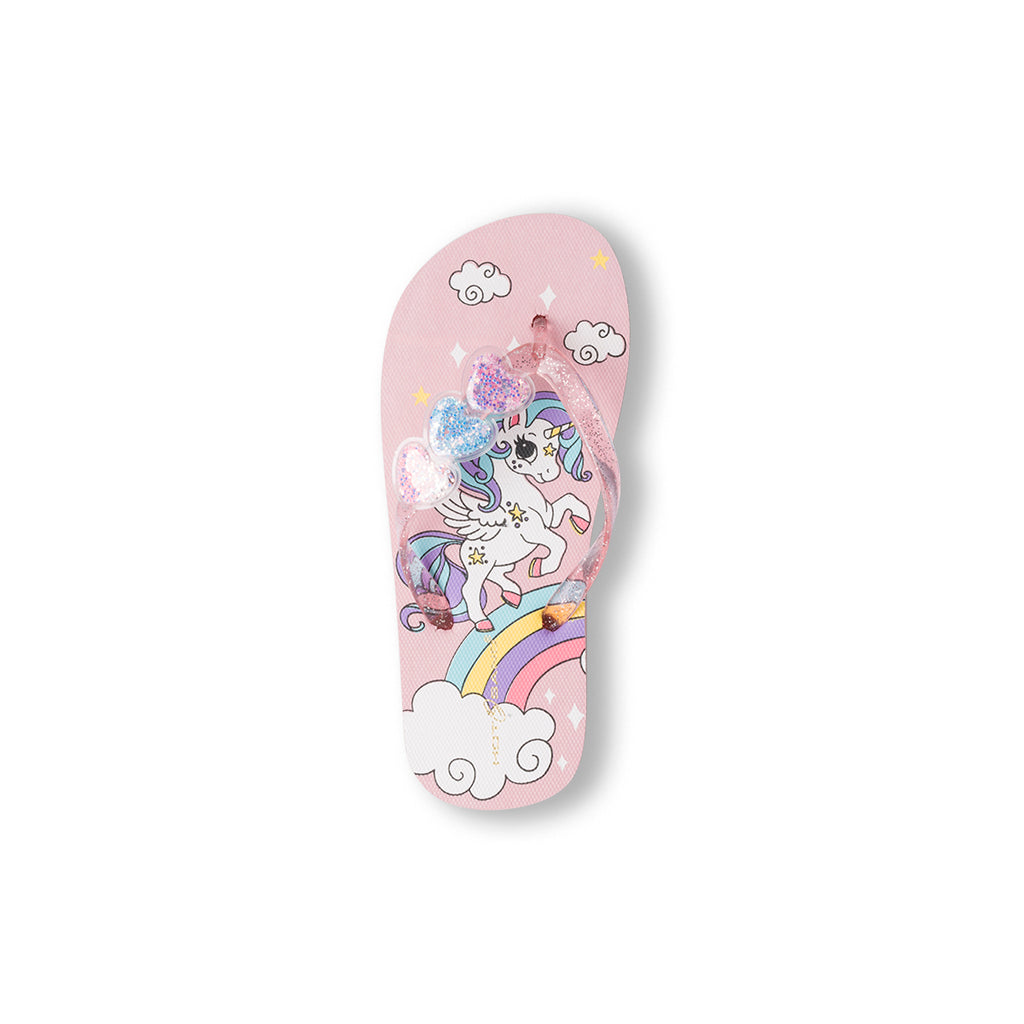 Ciabatte infradito rosa da bambina con stampa Unicorno