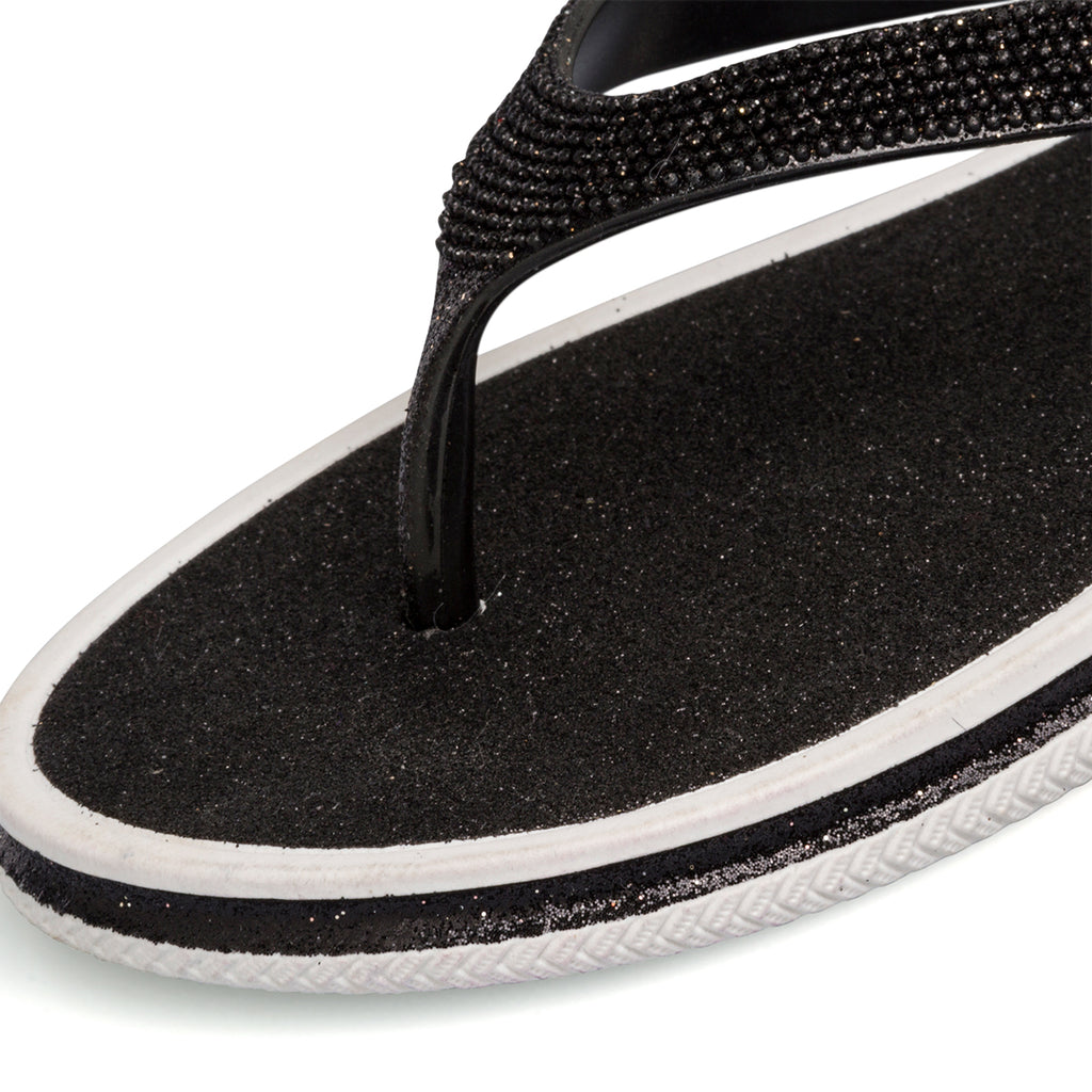 Ciabatte infradito nere con strass da donna Silvia Sikel