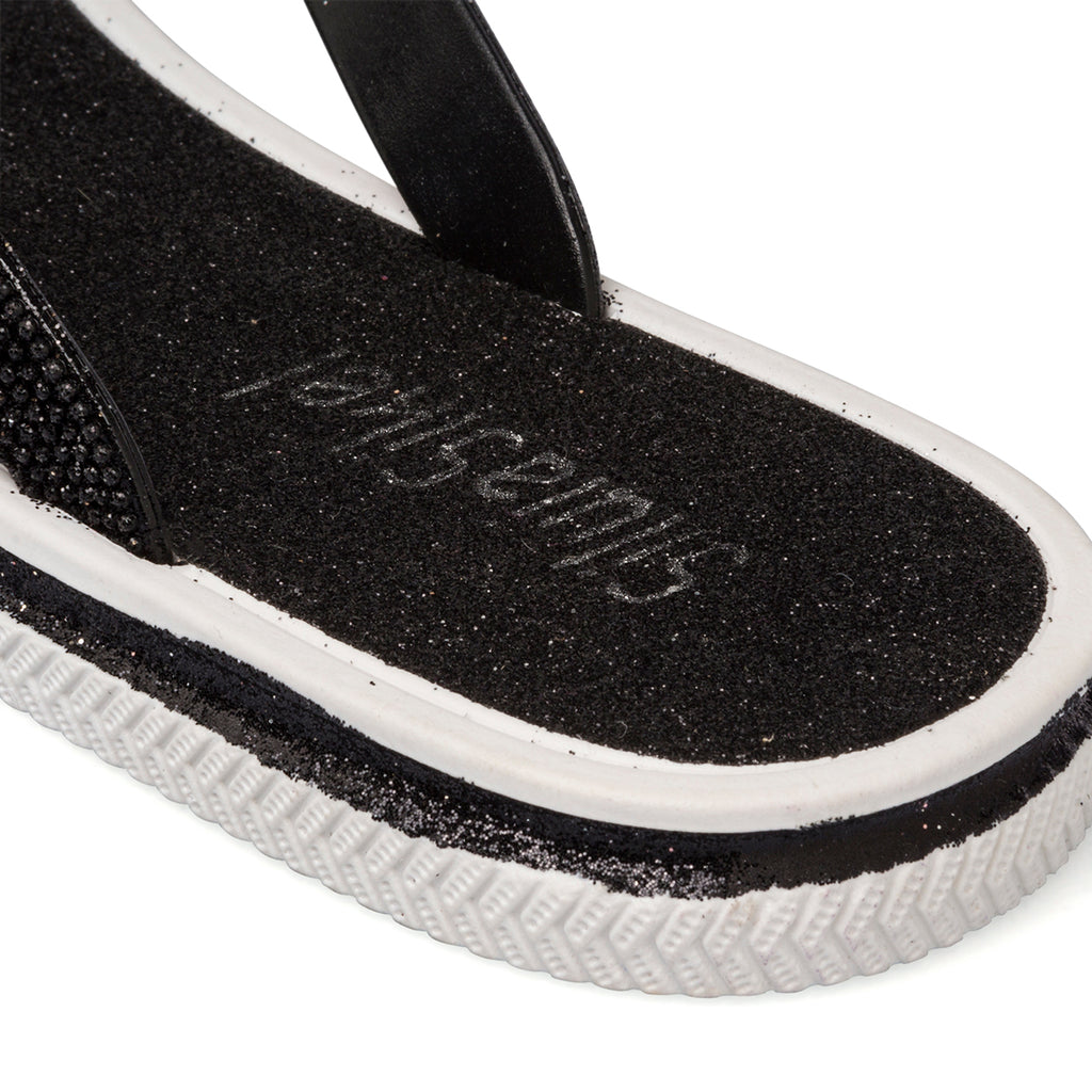 Ciabatte infradito nere con strass da donna Silvia Sikel